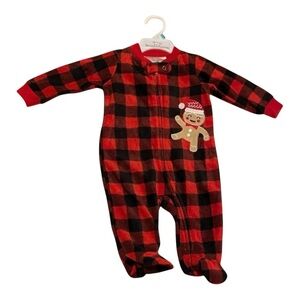 Koalababy Baby Boy 3-6m Checkered Fleece Christmas Red Footie Footed Pajama NWT